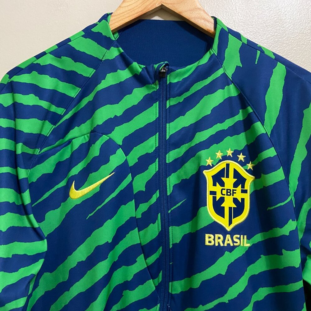 Nike Brazil National Team Anthem Knit Soccer Jacket Mens L Brasil DR9018-490 NEW - Picture 2 of 9